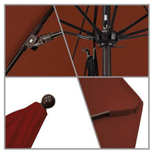 California Umbrella 11' Round Aluminum/Fiberglass Umbrella Pulley Lift Bronze Pole Jockey Red