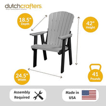 DutchCrafters Plastic Poly Adirondack Outdoor Patio Chair with Slat Fan Back - Amish Made in USA (Black & Cedar)
