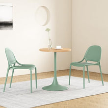 Jamesdar, Elise, Round Heavy Duty Commercial Bistro Table for Indoor Outdoor Restaurant & Café Dining, Solid Oak Top, Steel Base, 300 lb Capacity, 24" D x 30" H, Aloe Green