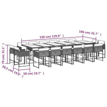 XHNIFBN 17 Piece Patio Dining Set Gray PE Rattan Table and 16 Chairs