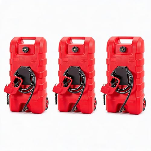 15-Gallon Portable Gas Can on Wheels, Manual Siphon Transfer Pump