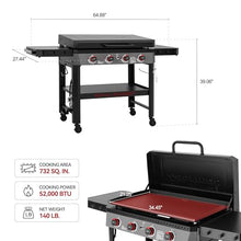 Grills House GB4005P 34-Inch 4-Burner Propane Gas Griddle with Hood Black
