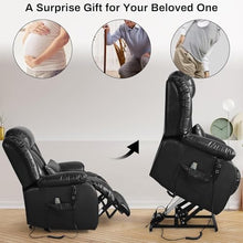 UOPYNE Power Lift Recliner Chair with Massage and Heating, Large Electric Leather Sofa for Seniors with Double Lumbar Support, Living Room Seating with USB and Remote Control