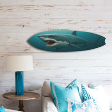 JennyGems Outdoor Shark Surfboard Wall Art Ocean Themed Shark Decor, Weatherproof PVC Beach House Sign Decorative Coastal Wall Hanging, 5 Foot