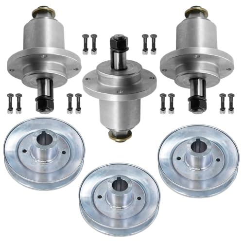 Universal Mower Deck Spindle and Pulley Kit - 6-Piece Set Replacement for Part #461950 Compatible with Most Zero-Turn Mowers