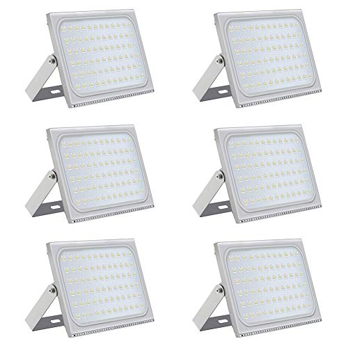 Viugreum 6 Pack 500W LED Flood Light, New Slim Design, IP67 Waterproof Outdoor Floodlights, 40000LM Daylight White (6000-6500K), Super Bright Security Work Lights Garage, Garden, Lawn and Yard