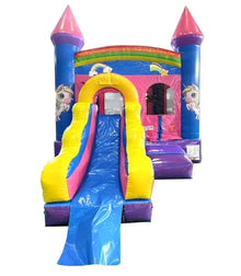Pogo Bounce House Deluxe Pink Inflatable Bounce House with Slide and Water Pool