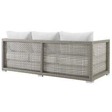 Modway Aura Outdoor Patio Wicker Rattan Sofa Set Gray White