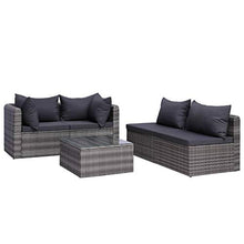 Heofavd 9 Piece Grey PE Rattan Patio Conversation Set, Modular Outdoor Sectional Furniture, Powder-Coated Steel Frame, Glass Table, Seats 8-9 for Garden, Balcony, Backyard and Sunroom