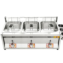 Dntum Outdoor Stovetop Fryer Thicken Stainless Steel Chicken Chips Fryer, with Basket & Temperature Control for Home and Commercial Use,6L+6L+6L