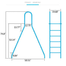 52 Inch Tall Ladder, Pool Ladder, 4 Step Ladder, Home Ladder, Above Ground Swimming Pool Ladder, 304 Stainless Steel Ladders, Max Load Capacity 500 Lbs