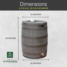 Good Ideas Rain Wizard 50 Gallon Plastic Rain Barrel Water Storage Collector with Brass Spigot, Oak