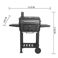 Portable Charcoal BBQ Grill, Charcoal BBQ Grill Trolley with Wheels and 2 Folding Side Table, Visual Thermometer, Adjustable Air Vent, Lifting Charcoal Basin, for Home Garden Cooking