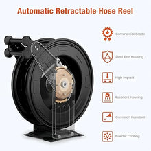 Retractable Pressure Washer Hose Reel, Heavy Duty Steel Hose Reel, Professional Power Wash Hose Reel, for Water, Oil, Air (Black 10m)