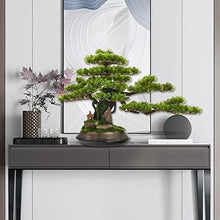 YXIANG56Q Fake Plants 28'' Simulation Plants Chinese Style Welcome Pine Micro Landscape Green Plant Indoor Bonsai Potted Home Office Living Room Hotel Porch Decor Bonsai Tree