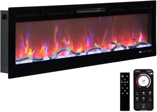 Smart Electric Fireplace with Remote Control 50 Inch Wall Mount,Replacement for GARVEE OEM