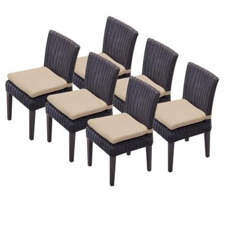 TK Classics Venice Wicker Patio Dining Chairs Set of 6 Wheat