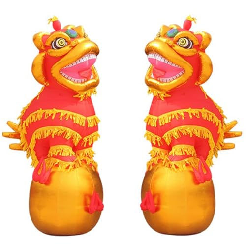 Inflatable Lion Chinese New Year Inflatables Chinese Lunar New Year Blow Up Decor for Spring Festival Yard Porch Lawn Decor(4M)