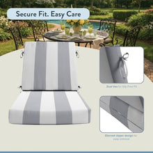 California Umbrella Outdoor Dining Chair, Set of 6 Patio Seat Cushions, 20 x 40 Inch, Premium Outdoor Memory Foam, Fade Resistant, Solstice Olefin Fabric, Fabric Ties, Grey/White