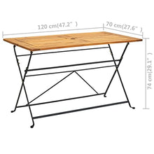 KTHLBRH Picnic Table Deck Table Patio Side Table Outdoor Table Folding Patio Table 47.2"x27.6"x29.1" Solid Acacia Wood
