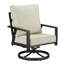 Oakland Living Pair of Black Aluminum Patio Deep Seating Swivel Rocker Club Chairs with Light Grey Cushions