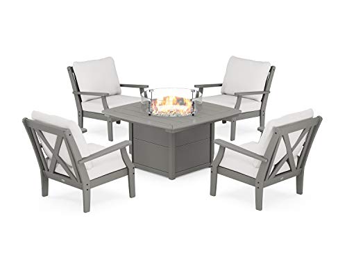 POLYWOOD® Braxton Deep Seating Set, Slate Grey/Textured Linen