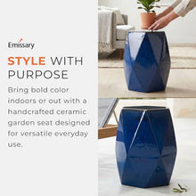 Emissary - Lg Brilliant Matrix Stool/TBL, Blue 18x22 H