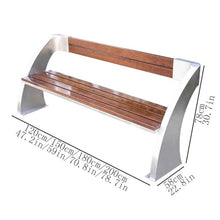 HYgloF Patio Benches Outdoor Stainless Steel Park Chair, with Wooden Backrest Leisure Bench, Garden Scenic Area Property Bench Garden Bench(XL)