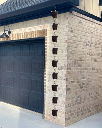 HCZKIUJ Aluminum Alloy Rain Chains for Gutters, Anti-Rust Water Diverter and Catcher, Enhances Downspout Drainage with Decorative Waterfall Effect (Style2 7m (23ft))