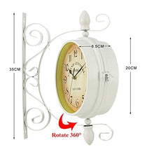 saditesdk Wall Clock, Outdoor Garden Wall Clock, 14 Inch 360°Rotation Station Wall Clock Double Sided Garden Clockcket Waterproof Outdoor Clock Indoor Outdoor Decoration Outside Clock，