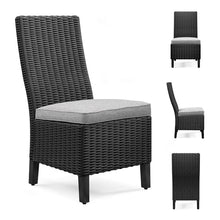 Signature Design by Ashley Beachcroft Casual Nuvella Weather Resistant Fabric Armless Outdoor Side Chair with Cushion, Set of 2, Light Gray & Black