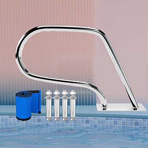 Pool Handrails 23X32 inch Pool Rail 250Lbs Load Capacity Rustproof Pool Handrail Humanized Swimming Pool Handrail with Blue Grip Cover & Screws/4Pack ()
