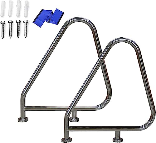 MSHOSAC Pool Handrails Swimming Pool Hand Rail for Ground Swimming Pools 304 Stainless, with Blue Grip Cover, Swimming Pool Stair Rail & Complete Mounting Accessories (Armrest x1)