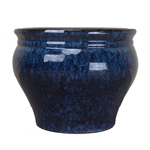 ULTRAWAVE Flower Pots Ceramic Plant Pot Planter - Garden Round Decorative Flower Pots with Drainage Hole Large Blue Planter for Indoor/Outdoor Plants Flower Decorative Planter (Size : 42cm)