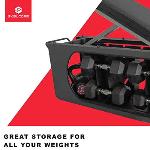 Skelcore Adjustable Storage Weight Bench Black
