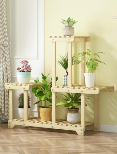 Large Tall Plant Shelf Rack Holder Flower Stand for Patio Porch Balcony Garden,Multi Tier Corner Plant Stand Indoor Outdoor for Multiple Plants (27.5in(L) * 9.8in(W) * 30.3in(H),Yellow)