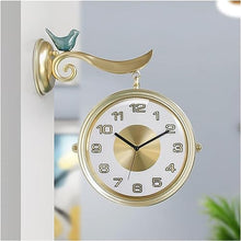 CUTPOIY Double Sided Outdoor Clock Living Room European Style Classic Light Luxury Two Faces Retro Station Clock Corridor Fashion Creative Modern Minimalist Clock for Terrace Patio(A)