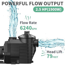 Pipopa 2.5HP 6540GPH Pool Pumps Above Ground and Inground, 1725RPM/3450RPM 2-Speed Swimming Pool Pumps, Super Power, Salt/Fresh Water, IP44 Waterproof, Energy Saving