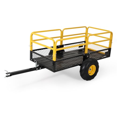 Garvee ATV UTV Trailer Tow Behind Dump Cart, Heavy Duty Yard Garden Trailer