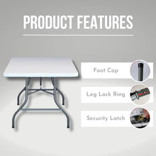 New Home Era Utility Table, Non Folding Portable Plastic Table for Picnics, Parties, Outdoor Camping Table with Carrying Handle, Rectangular Design, Lightweight and Durable - 6ft