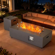 2-Piece 42" Rectangular Propane Fire Pit Table for Outside Patio 50,000 BTU