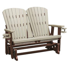 Outdoor Escape Brown Dual Fan Back Glider, 2-Person with Cupholders, Heavy-Duty All-Weather HDPE Patio Furniture