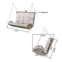 Arruda Outdoor Porch Swing with Cushions - Wicker - Light Brown/Beige