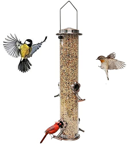 ZYBB Metal Bird Feeder Tube Hanging Wild Bird Seed Feeder Port Bird Feeders Hummingbird Feeder