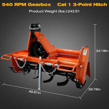 3 Point Rotary Tiller Attachment, Fits Cat 1 Tractors