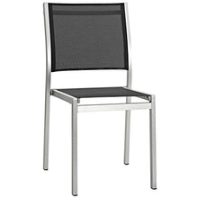 Modway Shore 7-Piece Aluminum Outdoor Patio Dining Table Set Silver Black