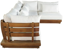 Meridian Furniture 111White-Sec4B Mirella Collection Modern | Contemporary Outdoor Patio L-Shaped 4pc. Modular Sectional with Solid Teak Frame, Water Resistant Fabric, 113" W x 75" D x 27" H, White