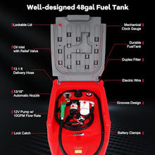 Fuel Caddy 48 Gallon, Portable Gas Caddy Fuel Storage Tank with 4 Wheels Manual Transfer Pump, Gasoline Diesel Fuel Container for Cars, Lawn Mowers, ATV, Boats