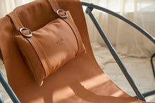 Mern Living Leather Folding Chair - Luxury Papasan Chair, Sling Accent Chair, Round Saucer Chair for Patio, Garden, Beach, Living Rooms and Bedrooms, Modern Furniture (Faux Leather, Orange)
