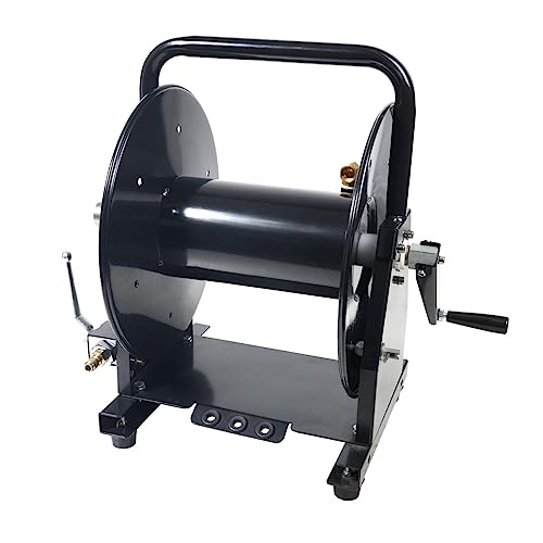 Canpump Sewer Jetting 200 ft Hose Reel w/Shutoff Ball Valve + Nozzle Holders, Manual Winding